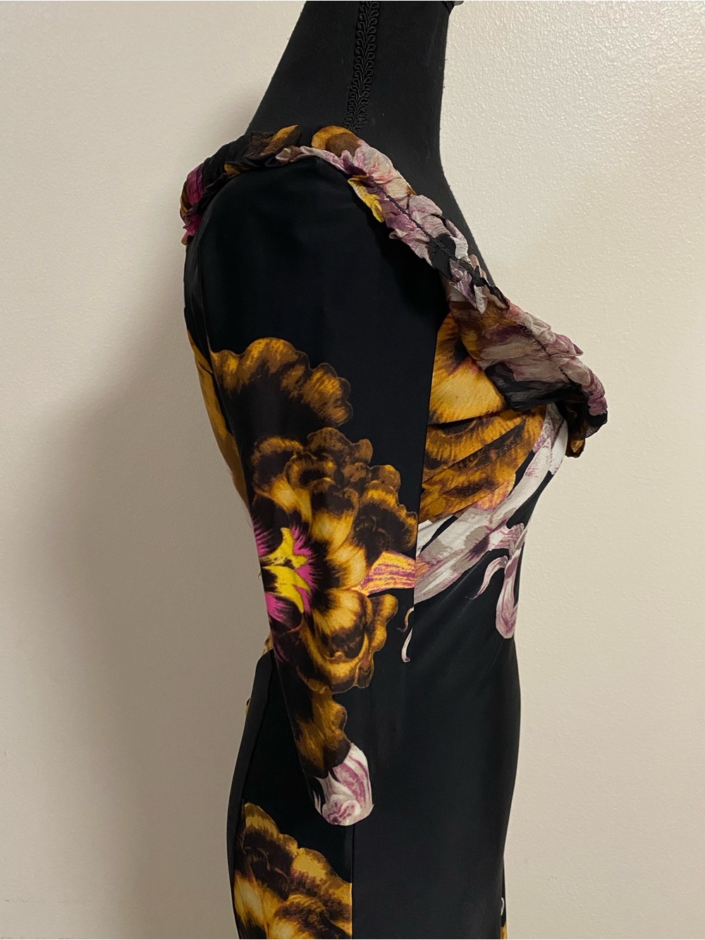 Roberto Cavalli Dress Women Size 6/42/Small Black Floral Midi Dress Vintage Y2K - Picture 9 of 16